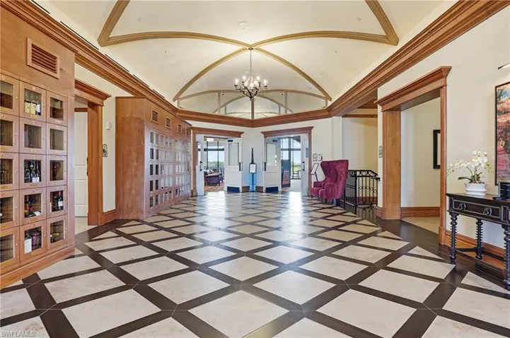 The beautiful grand entry of Treviso Bay's Golf Clubhouse welcomes all residents and guests for dining and off season golf privleges