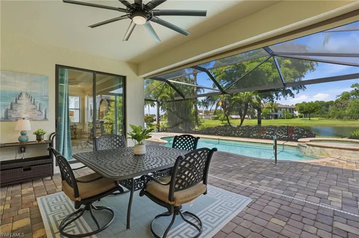 Covered lanai space with an electric storm screen