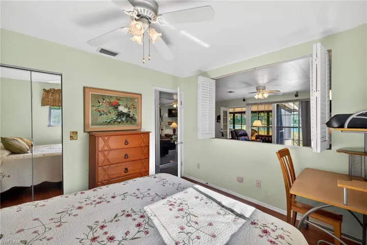 The plantation shutters can be opened or closed allowing for multiple use