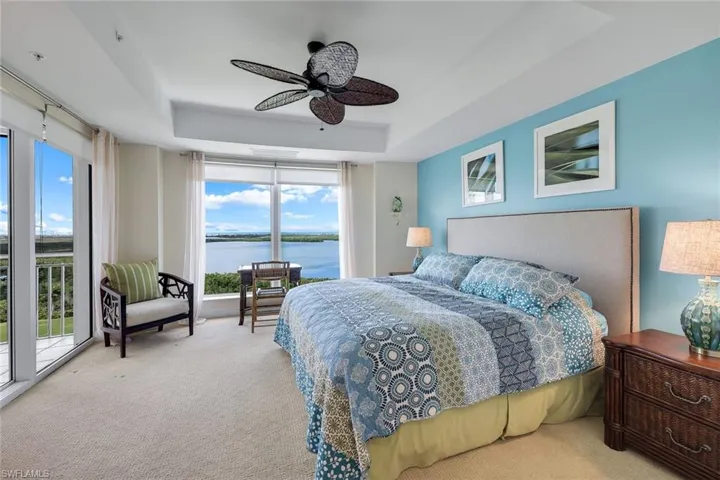 Spacious primary suite with so much natural light and gulf views.
