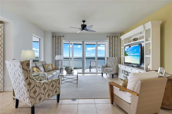 Open and airy great room overlooking the Estero Bay.