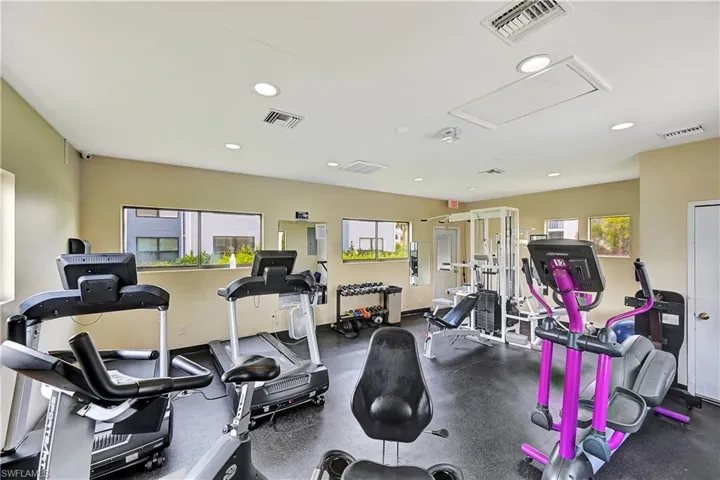 Exercise room with a wealth of natural light