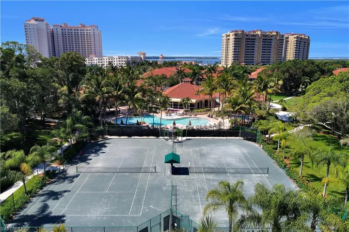 Aerial view of a pool