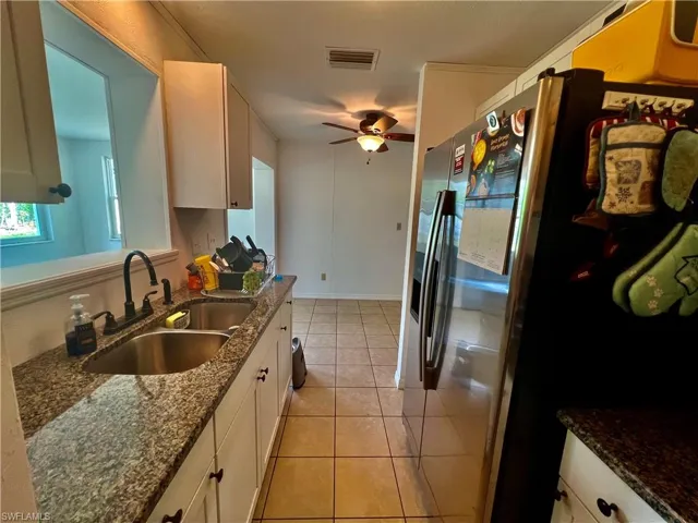 Granite tops and stainless steel appliances.