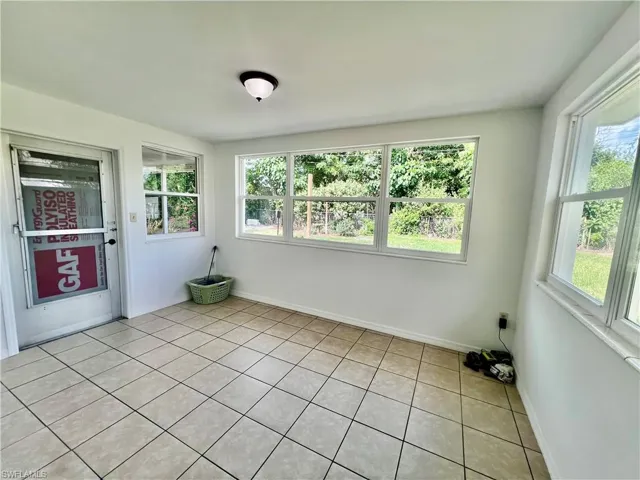 Ceramic tile floors in family room.
