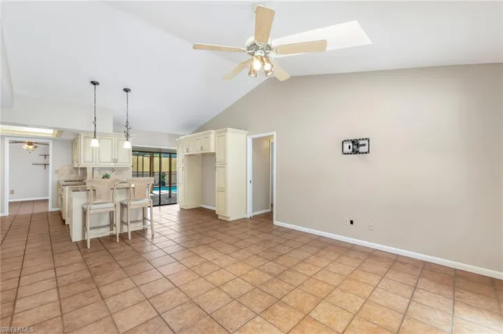 Family room towards kitchen.