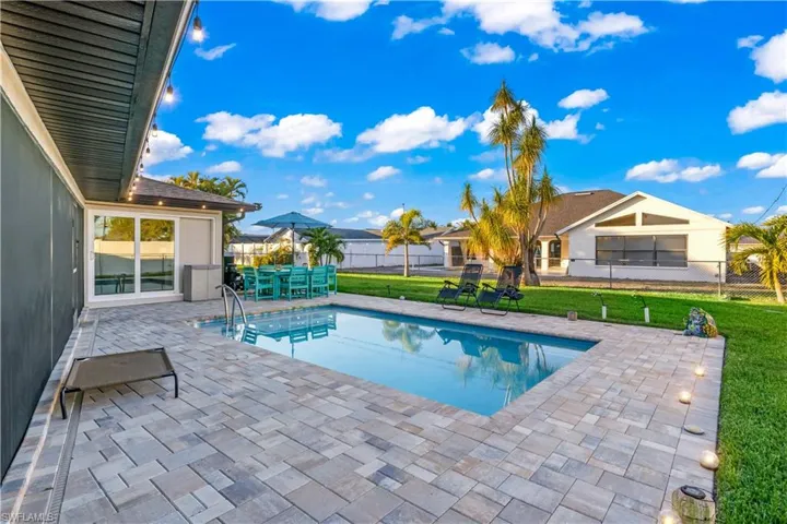Roomy backyard oasis for entertaining, play, and relaxation.