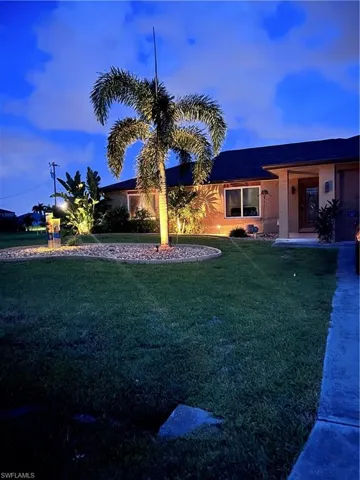 Front yard at dusk, outdoor LED lighting
