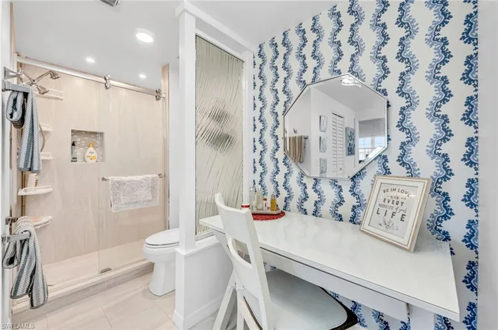 Beautifully updated guest bathroom with modern finishes and stylish accents.