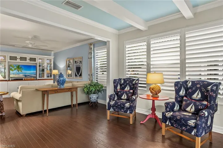 Sunroom w/Wood Beam  Decorative Ceiling