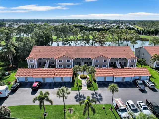 Aerial of the front of the building
