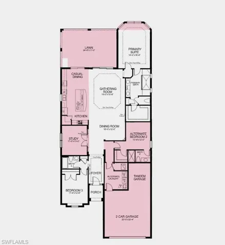 Structural options added include: bay window at primary suite, tandem garage, extended lanai, extended casual dining, gourmet kitchen, outdoor kitchen rough-in, study.