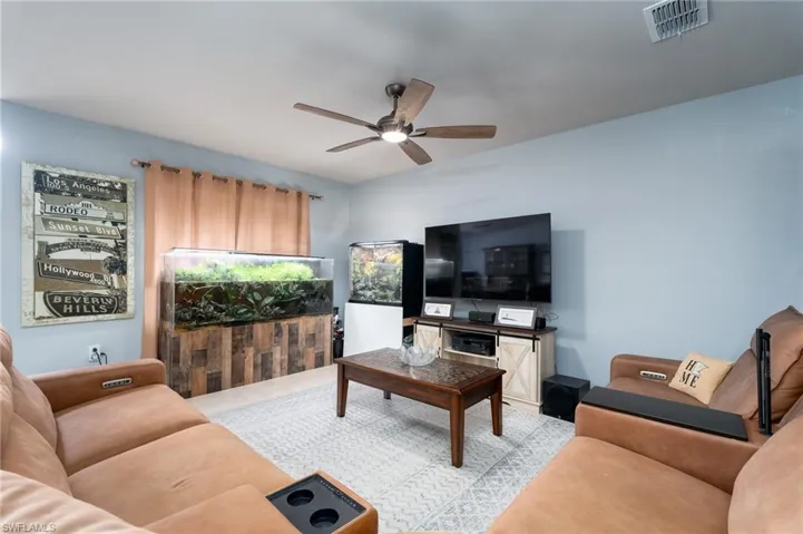 Living room with ceiling fan