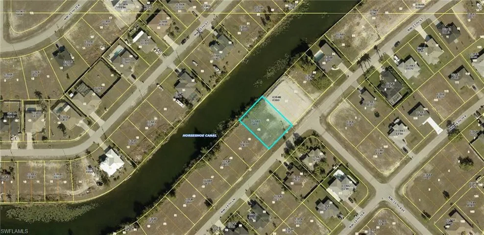 Aerial view of property's location with property boundaries highlighted