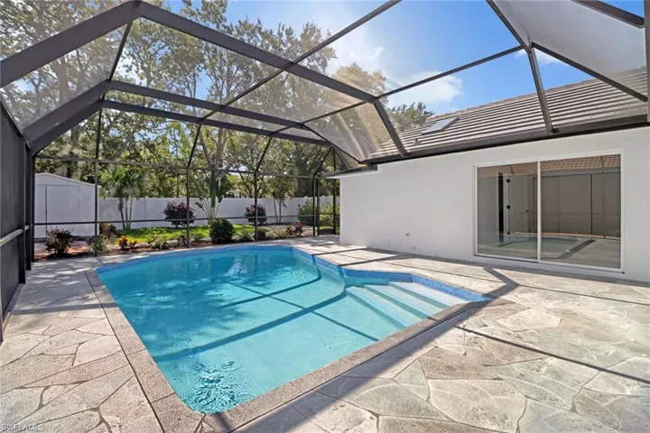 Just refinished pool surface and stamped concrete patio deck