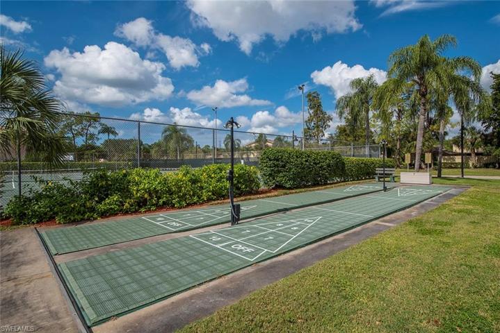 In addition to lighted tennis courts, shuffleboard is another added amenity that both guests and residents can enjoy.