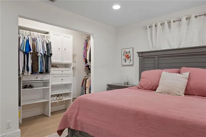 A custom closet was added with built in shelving and drawers.