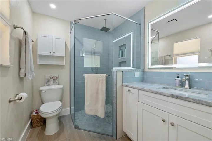 The master bath is just about brand new too, and features a large walk in shower.