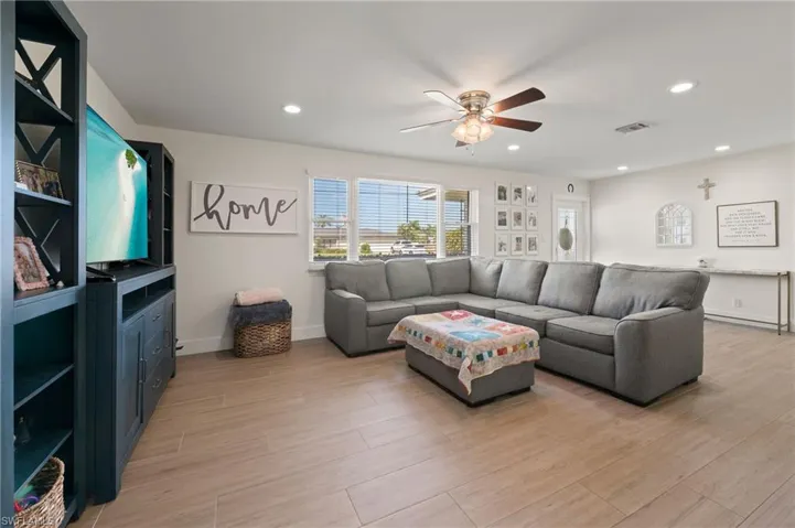 As one can see, the living room is spacious and has room to entertain.