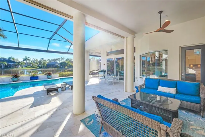 The lanai is completely enclosed by electric powered hurricane shutters, for both security and convenience