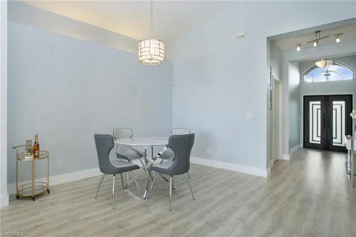 Dining room with light wood-type flooring