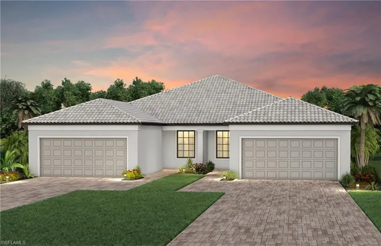 Front exterior elevation rendering | Right villa