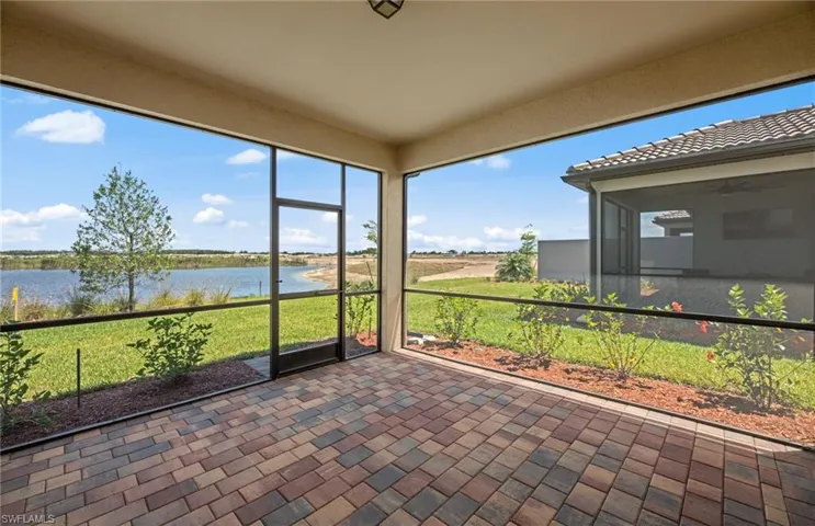 Screened in lanai with water view