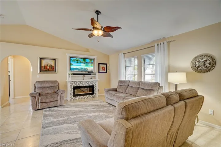 A spacious living room as you enter