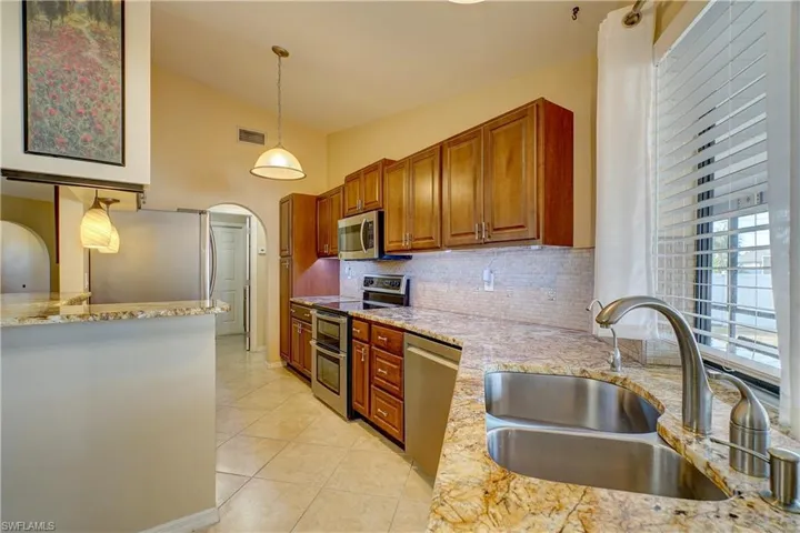 Gorgeous granite countertops are easy to clean