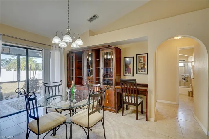 The dining area with a lovely built in hutch & desk