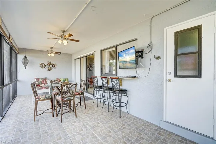 You get access to the master bathroom from the lanai