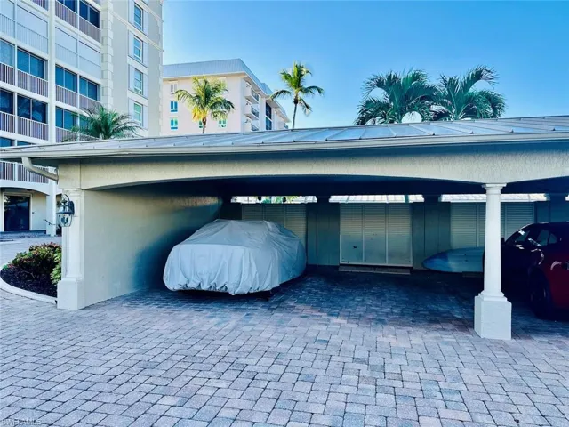 View of covered parking lot