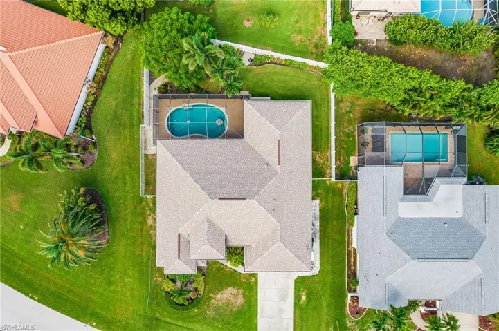 Drone / aerial view of a pool