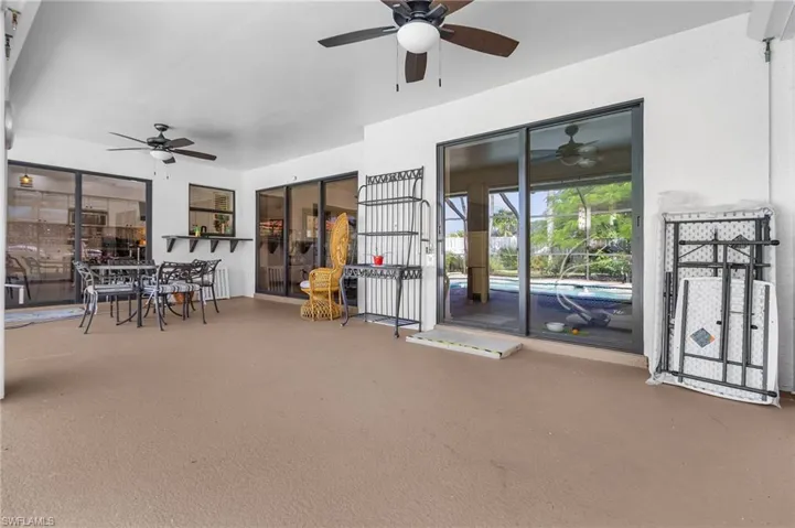 View of patio with lots of room to entertain and enjoy year round