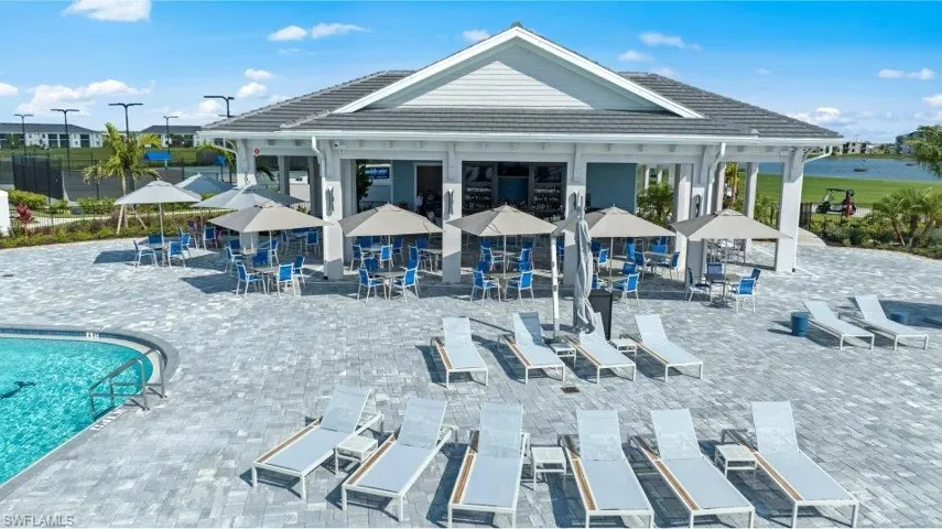 Community pool featuring a gazebo