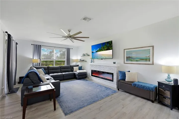 Large Living Room with 72' Linear Fireplace