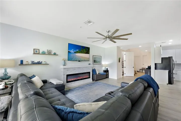 Living room with Brand New Leather Sectional