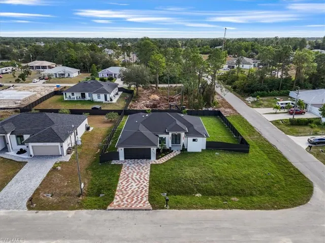 Aerial perspective of suburban area