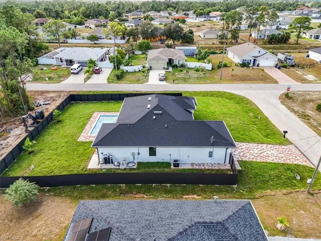 Aerial perspective of suburban area