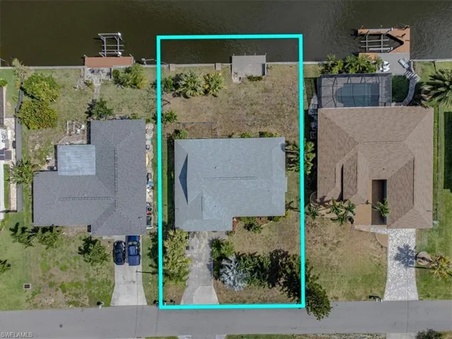 Aerial view of property's location with property parcel outlined