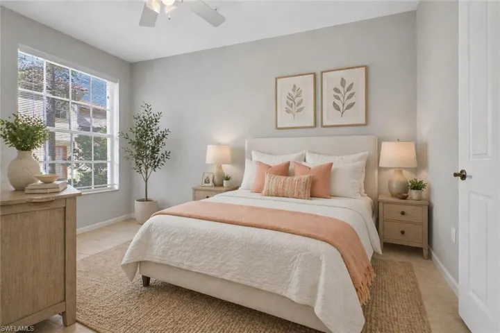 Virtually staged guest bedroom