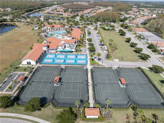 Aerial view of a nearby body of water
