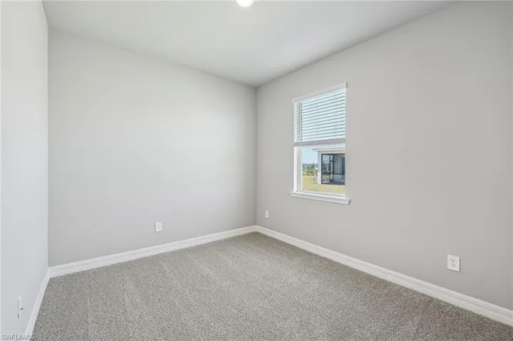 Carpeted empty room with baseboards
