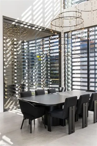 Wine room with concrete floors