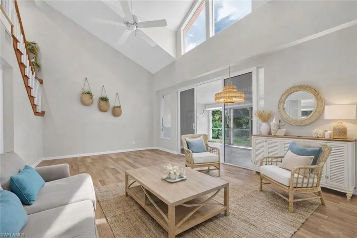 VIRTUALLY STAGED to show Modern Coastal Living Room