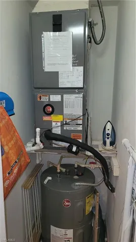 Utility room with water heater and heating unit
