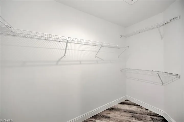 The master has dual closets. 1 is a walk in which is huge as well a regular style closet.