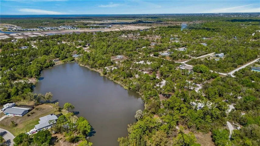 Aerial view of a large body of water