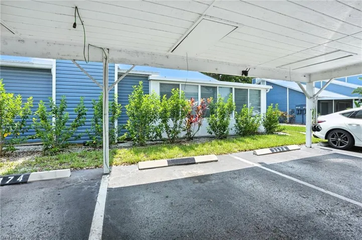 View of covered parking lot