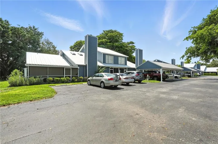 View of partially covered parking lot